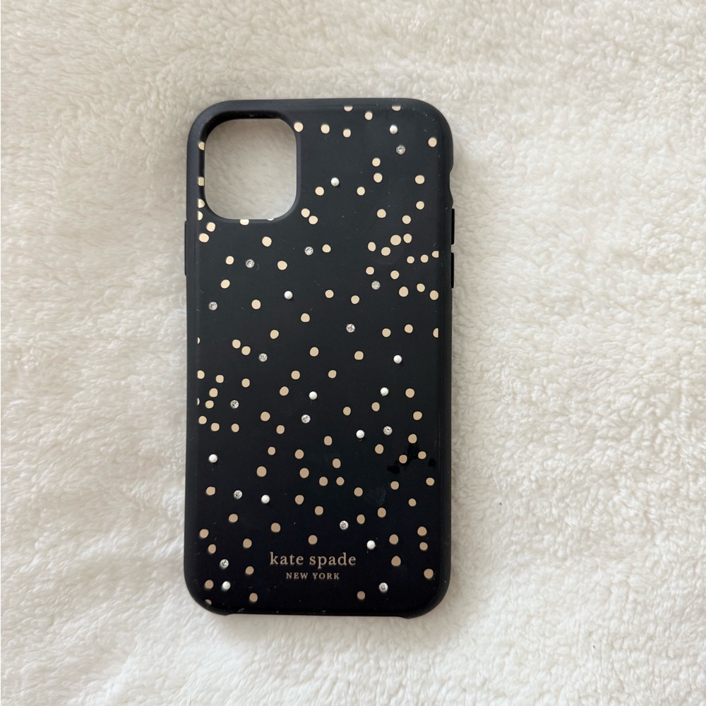 Kate Spade Black iPhone 11 Case with Gold Dots